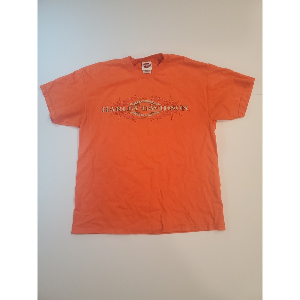 Vintage Harley Davidson TShirt Mens L Orange Motorcycle Fullerton California